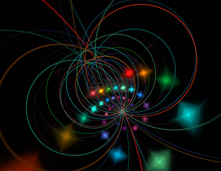 弦理论物理过程和量子理论量子纠缠抽象计算机在深色背景下生成现代分形设计抽象的分形颜色数字艺术抽象形式和颜色抽象的图片