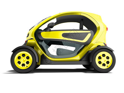 现代黄色电动汽车图片