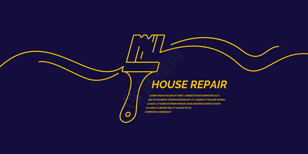 房屋翻新和建造的手持工具线住房修理海报矢量插图和模板单背景图片