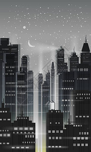 夜城市现场摩天大楼塔楼星空光地平线图片