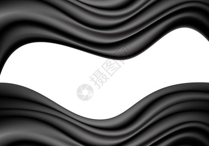 黑织物波曲线重叠于空白间背景奢图片