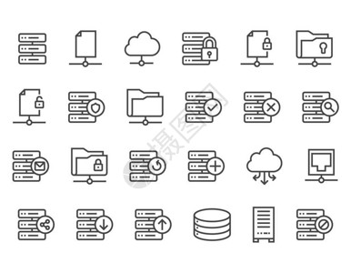 一套服务器图标云数据库可编辑的斯特罗克48x4图片
