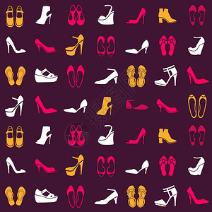 切尔西多颜色和不同种类鞋的插画