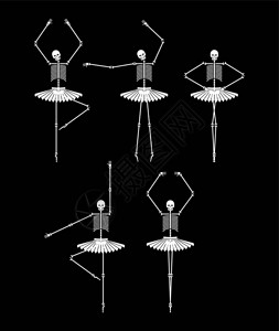 骷髅芭蕾舞演员套装骷髅和骨头芭蕾万圣节矢量图图片