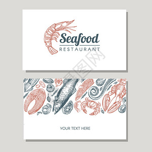 画虾海鲜名片和横幅设计图片