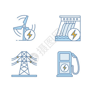 电力行业颜色图标集背景图片