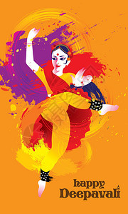 迪帕瓦利舞女的多彩舞蹈载体背景图片