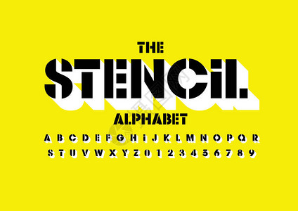 stencils设计字体和字母模板Stylized现代字体的图片