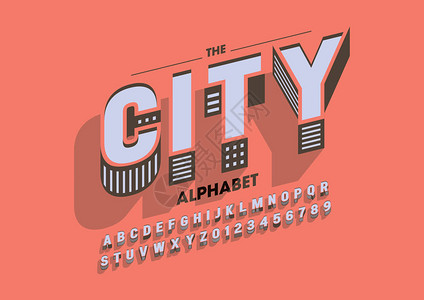城市设计字体和字母表模板Stylized现代字体的图片