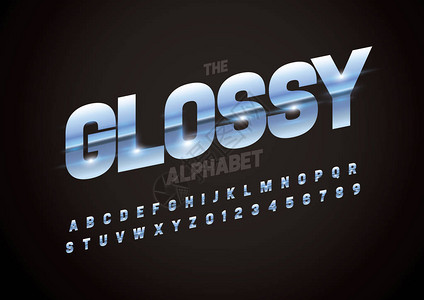 glossy设计字体和字母模板Stylized现代字体的背景图片