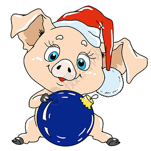 可爱猪和圣诞树玩具图片