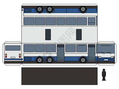 蓝色和白色长公共汽车的简图片