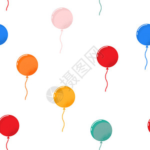 色彩多的气球背景无缝模式白色背景图片