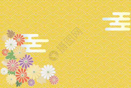 花朵和日本传统型样背背景图片