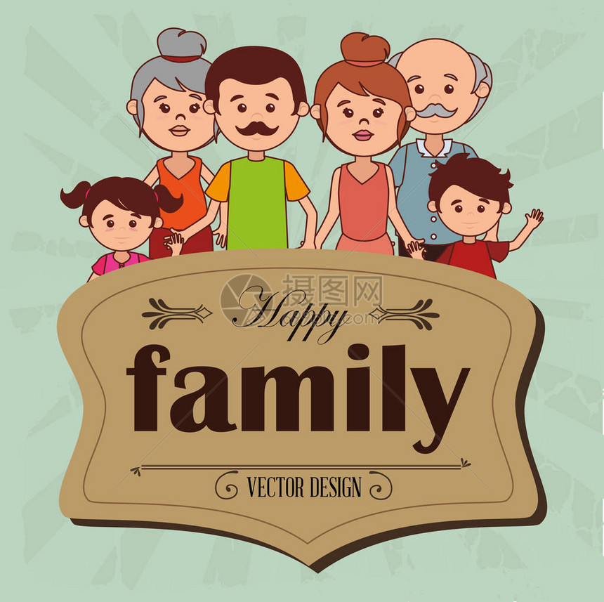 幸福家庭成员字符矢量图片