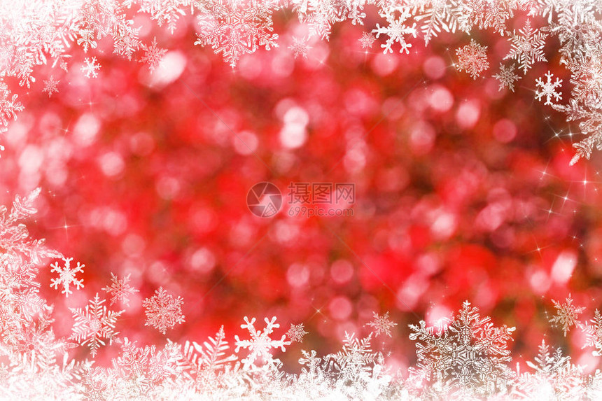 红色圣诞背景与雪花图片