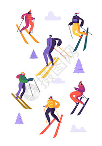 护目镜和滑雪服中的山地滑雪人物雪景冬季运动平人滑雪者户外图片