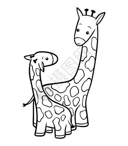 孩子的彩图两只长颈鹿图片
