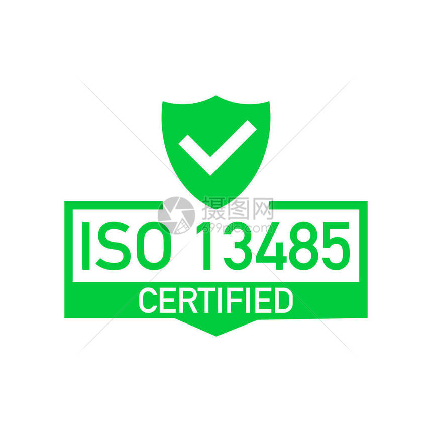 ISO13485认证徽章图标认证印章平面设计矢量图片