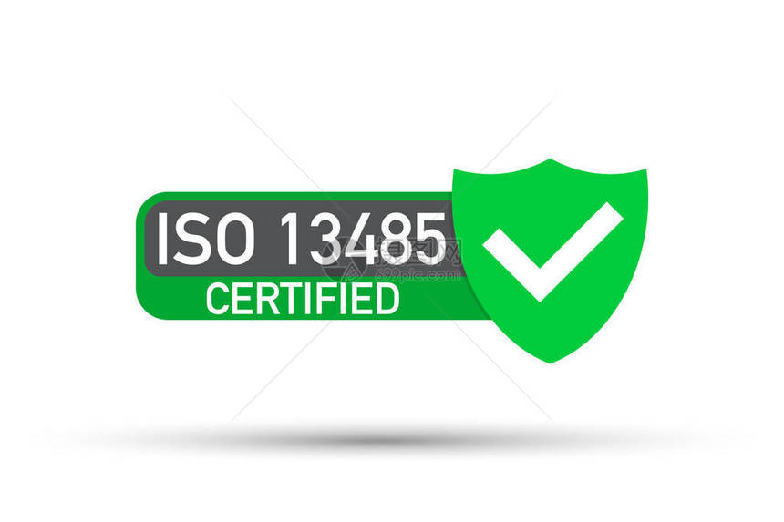 ISO13485认证徽章图标认证印章平面设计矢量图片