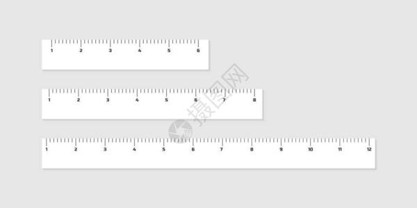 木质不同大小的标尺68和12英寸长图片