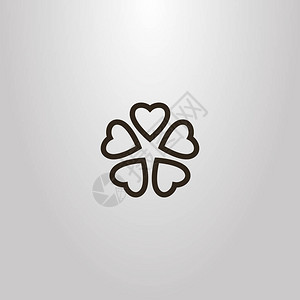5个心形花瓣的鲜花符号黑白简单背景图片