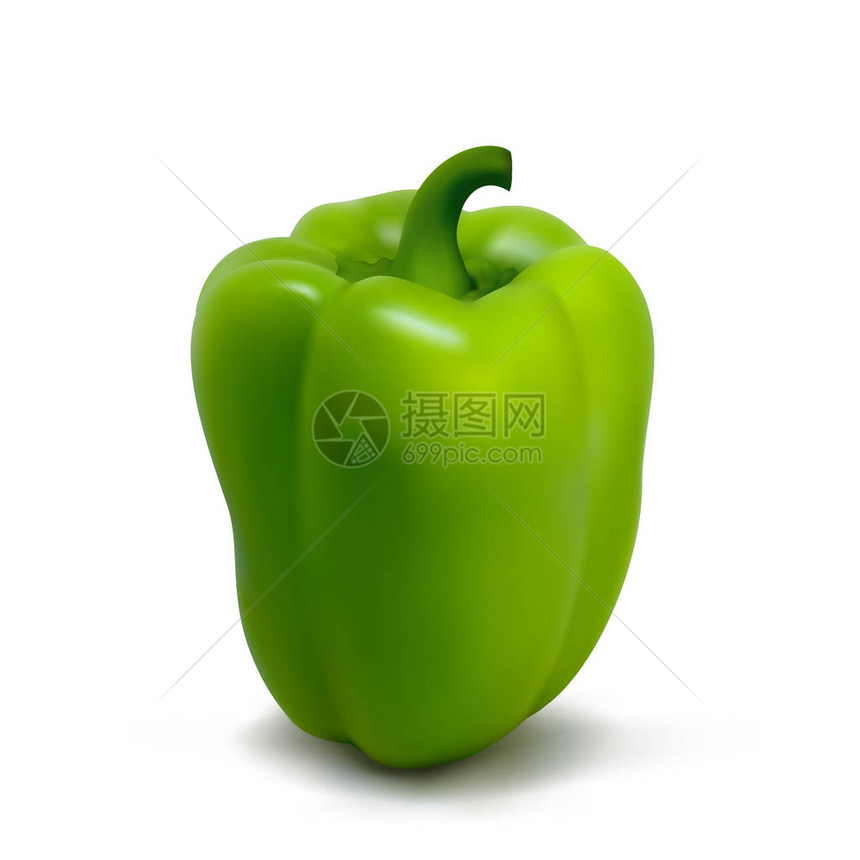 3D辣椒插图白色背景的鲜绿色胡椒粉图片