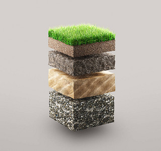 晒紫菜草层和地面3d渲染插图设计图片