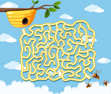 蜜蜂迷宫游戏模板插图图片