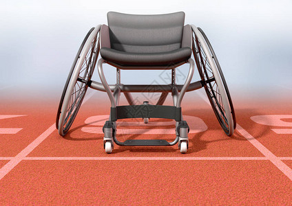 草皮素材残疾人运动员使用的空改装轮椅设计图片