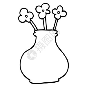 线条画卡通花瓶背景图片