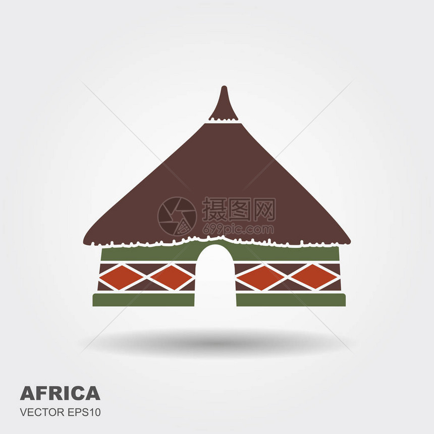 非洲部落小屋图标以白色背图片