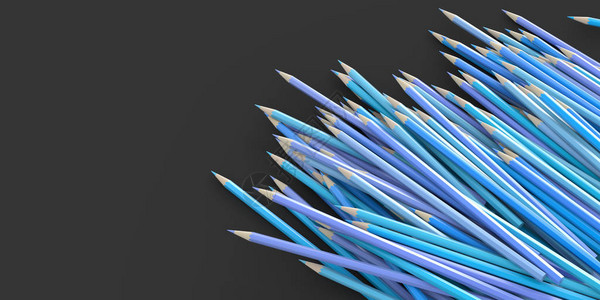蓝铅笔背景教育和创造力主题原3D背景图片