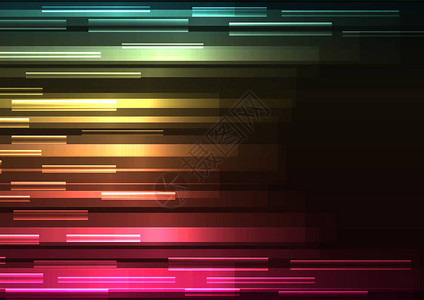 深色背景中的多色重叠像素速度几何层运动背景简单技术图片