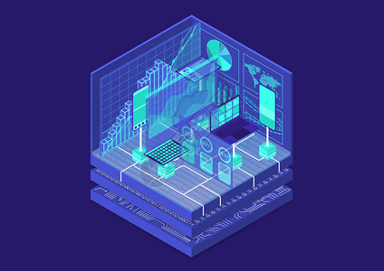 先进分析等量矢图摘要3D与移动设备和数据图片