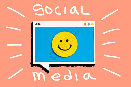 快乐的面孔社交媒体和互联网概念土著广告概念背景图片