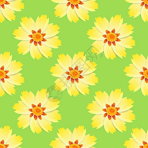 花卉背景矢量无缝模式绿色背景上的纺织品装饰品五颜六色的花朵优雅的背景图片