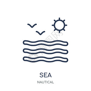 海图标来自航海收藏的海洋线符号设计白色背景上的简单轮廓图片