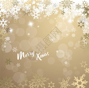 圣诞金色矢量背景插图与雪花和背景图片