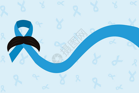 预防盲症蓝色丝带胡子背景矢量插图插画