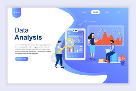 用于网站和移动网站开发的大数据分析的现代平面设计理念登陆页面模板数字信息图表和统计财务背景图片