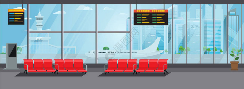 机场内务候机大厅离港休息厅现代终端概念背景图片