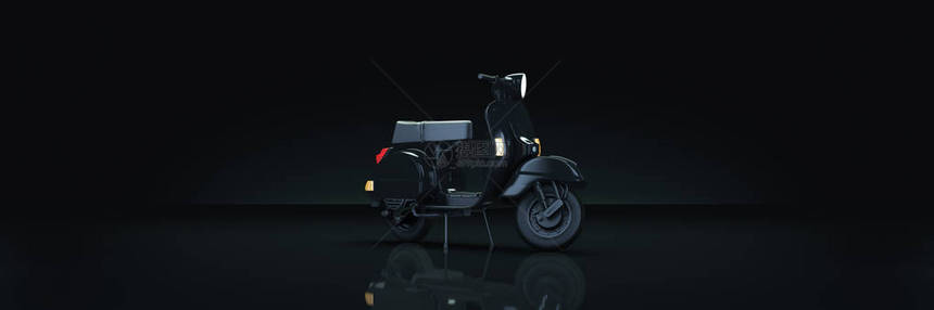 深色背景中的摩托车3d渲染图片
