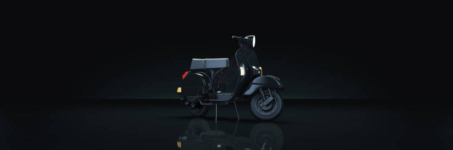 马力深色背景中的摩托车3d渲染设计图片