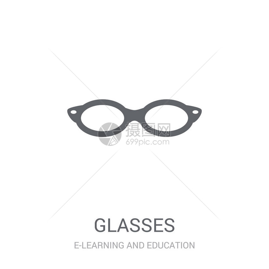 眼镜图标来自电子学习和教育收藏的白色背景上的时尚眼镜标志概念适用于网络应用程序移动应用程图片