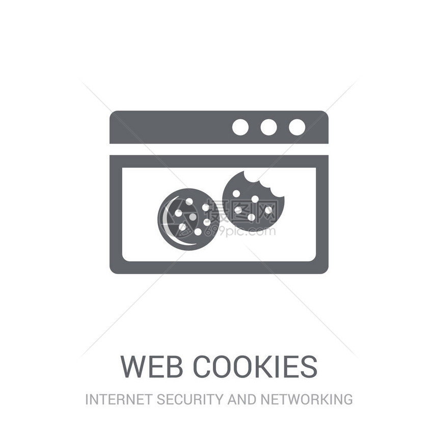 网络饼干图标来自Internet和网络集合的白色背景上的时尚网络Cookie徽标概念适用于网络应用程序移动应用程图片