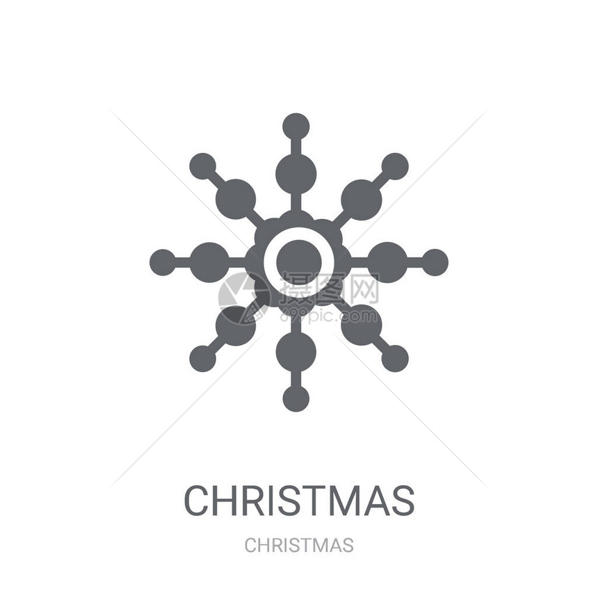 圣诞雪花图标时尚圣诞雪花标志概念在圣诞节收藏的白色背景上适用于网络应用程序移动应用程图片