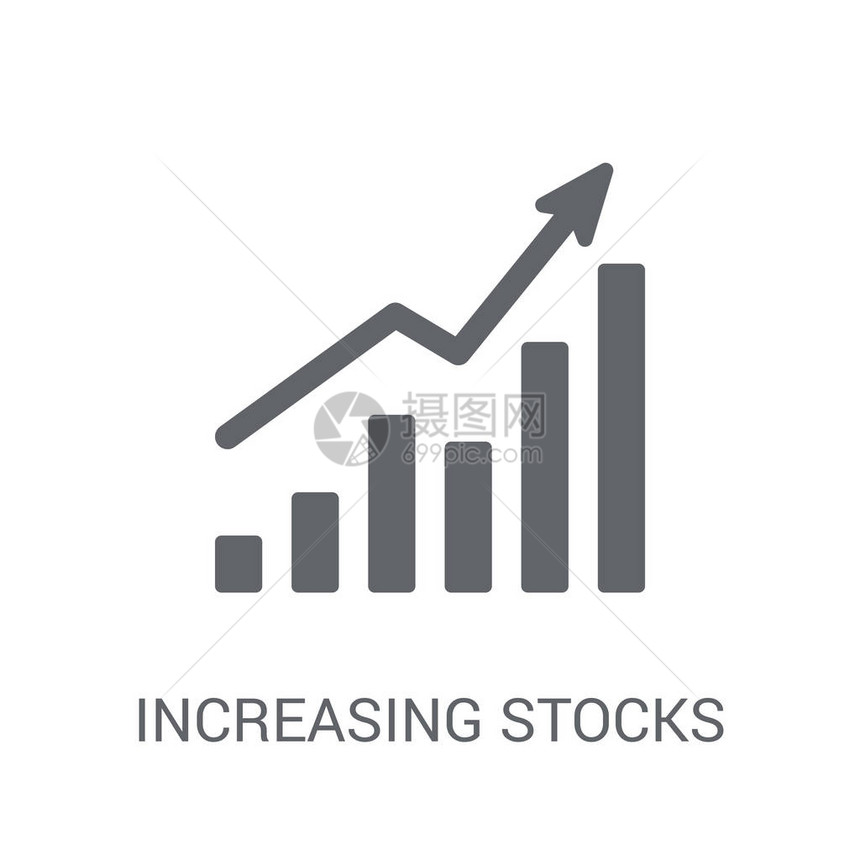 增加库存图标来自商业和分析集合的白色背景上的增加股票标志概念适用于网络应用程序移动应用程图片