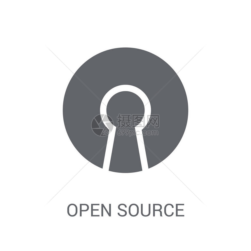 开源图标流行的开源标志概念在白色背景从一般收藏适用于网络应用程序移动应用程图片
