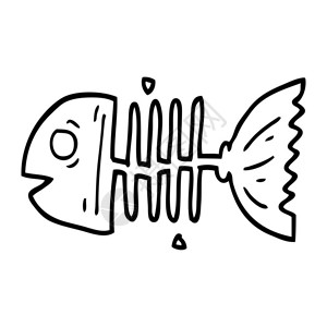 线条画卡通鱼骨头背景图片